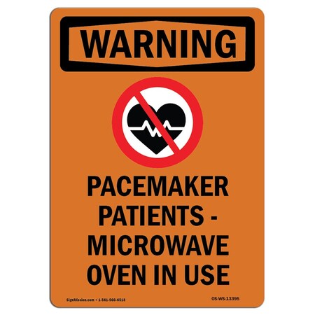 Signmission OSHA WARNING Sign, Pacemaker Patients W/ Symbol, 14in X 10in Rigid Plastic, 10" W, 14" L, Portrait OS-WS-P-1014-V-13395